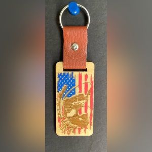 Country Red, White and Blue fishing keychain